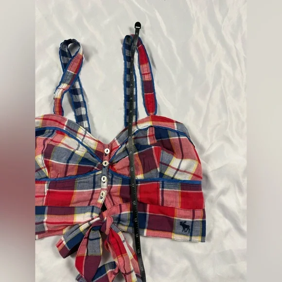 Abercrombie & Fitch Plaid Bralette Crop Top XS Multicolor Strappy - Picture 4 of 9
